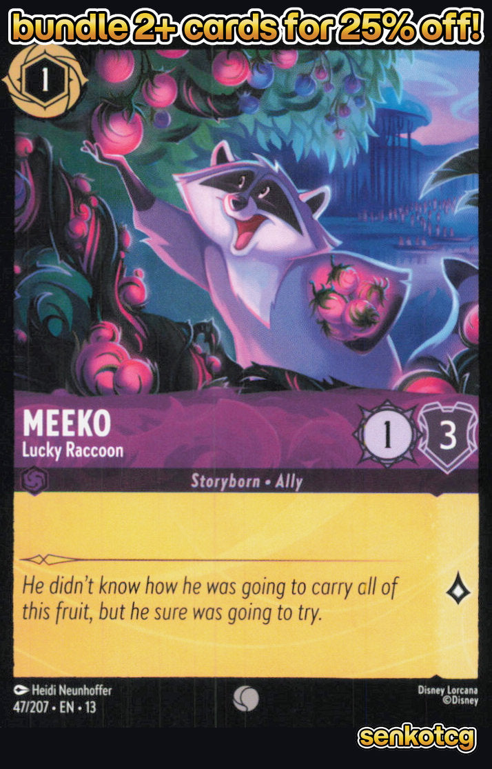 🎴 Meeko - Lucky Raccoon 47/204 Common Attack of the Vine! NM