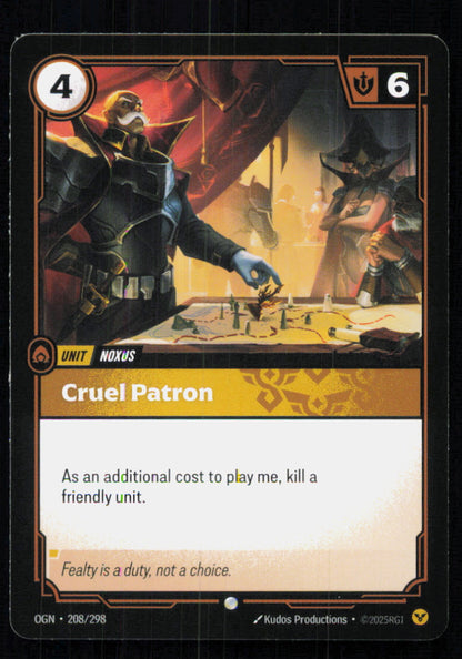 🎴 Cruel Patron 208/298 Common OGN Origins NM