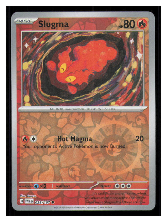 🎴 Slugma 028/167 Reverse Holo Twilight Masquerade NM 🎨 Gapao