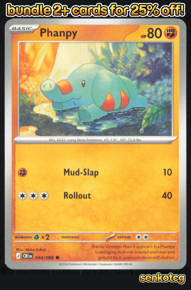 🎴 Phanpy 044/086 Common Chaos Rising NM 🎨 Fukuji