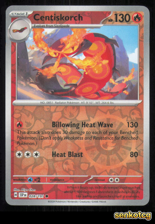 🎴 Centiskorch 028/191 Reverse Holo Surging Sparks NM 🎨 Chen