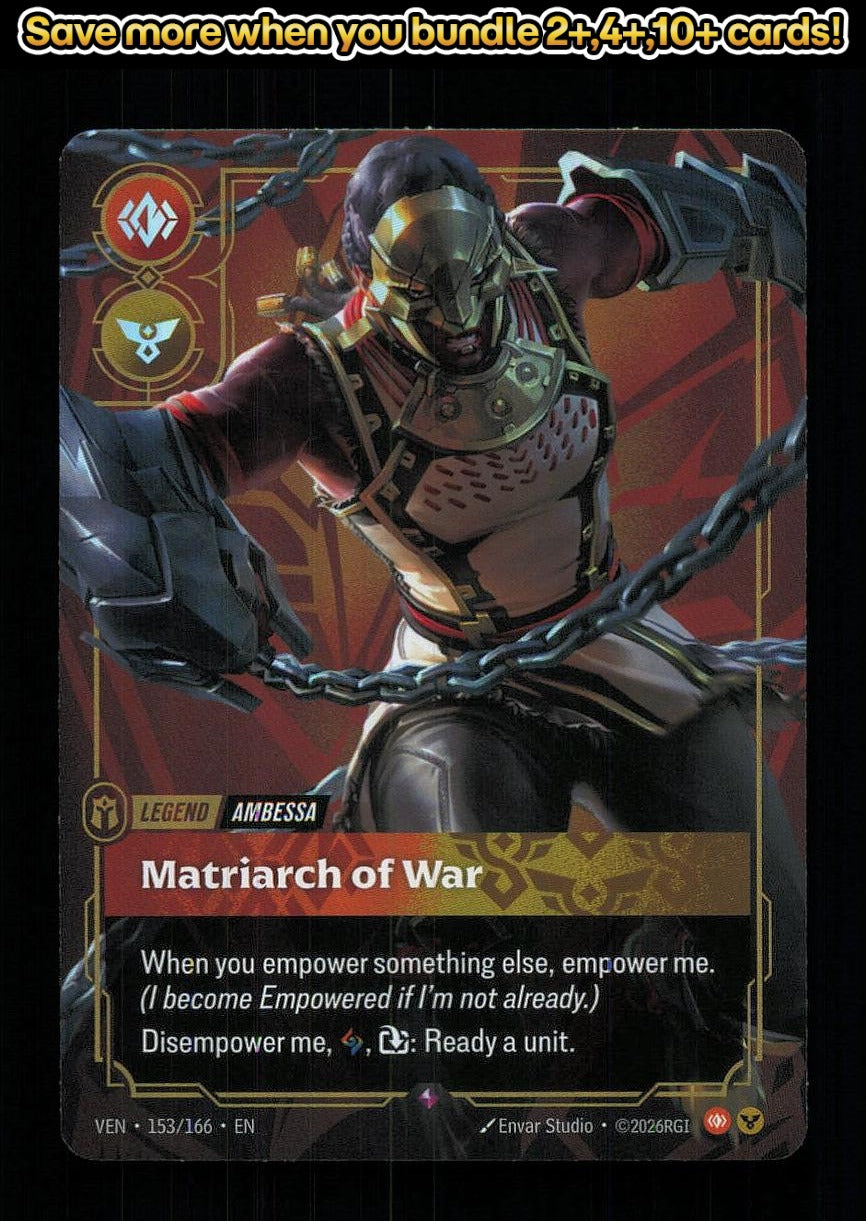 🎴 Ambessa - Matriarch of War 153/166 Rare Foil Vendetta NM 🎨 Studio