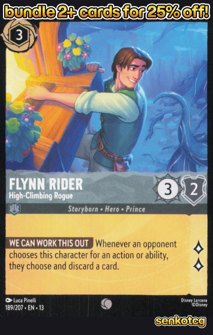 🎴 Flynn Rider - High-Climbing Rogue 189/204 Common Attack of the Vine! NM