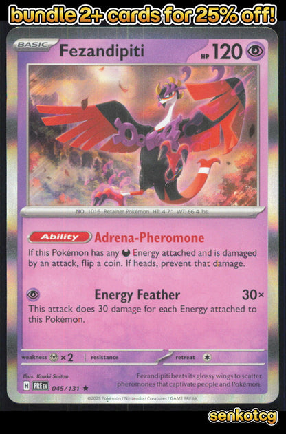 🎴 Fezandipiti 045/131 Rare Holo Prismatic Evolutions NM
