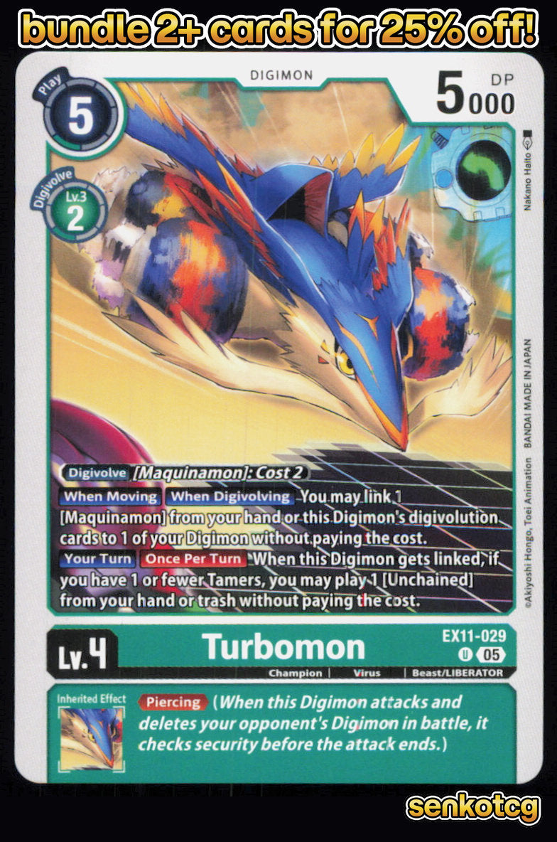 🎴 Turbomon EX11-029 U Uncommon Dawn of Liberator NM