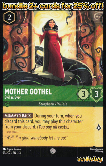 🎴 Mother Gothel - Evil as Ever 93/204 Common Attack of the Vine! NM