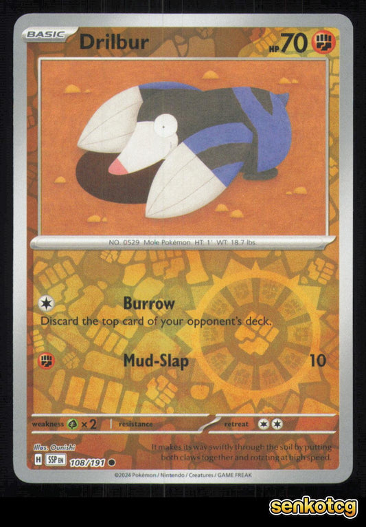 🎴 Drilbur 108/191 Reverse Holo Surging Sparks NM 🎨 Ounishi