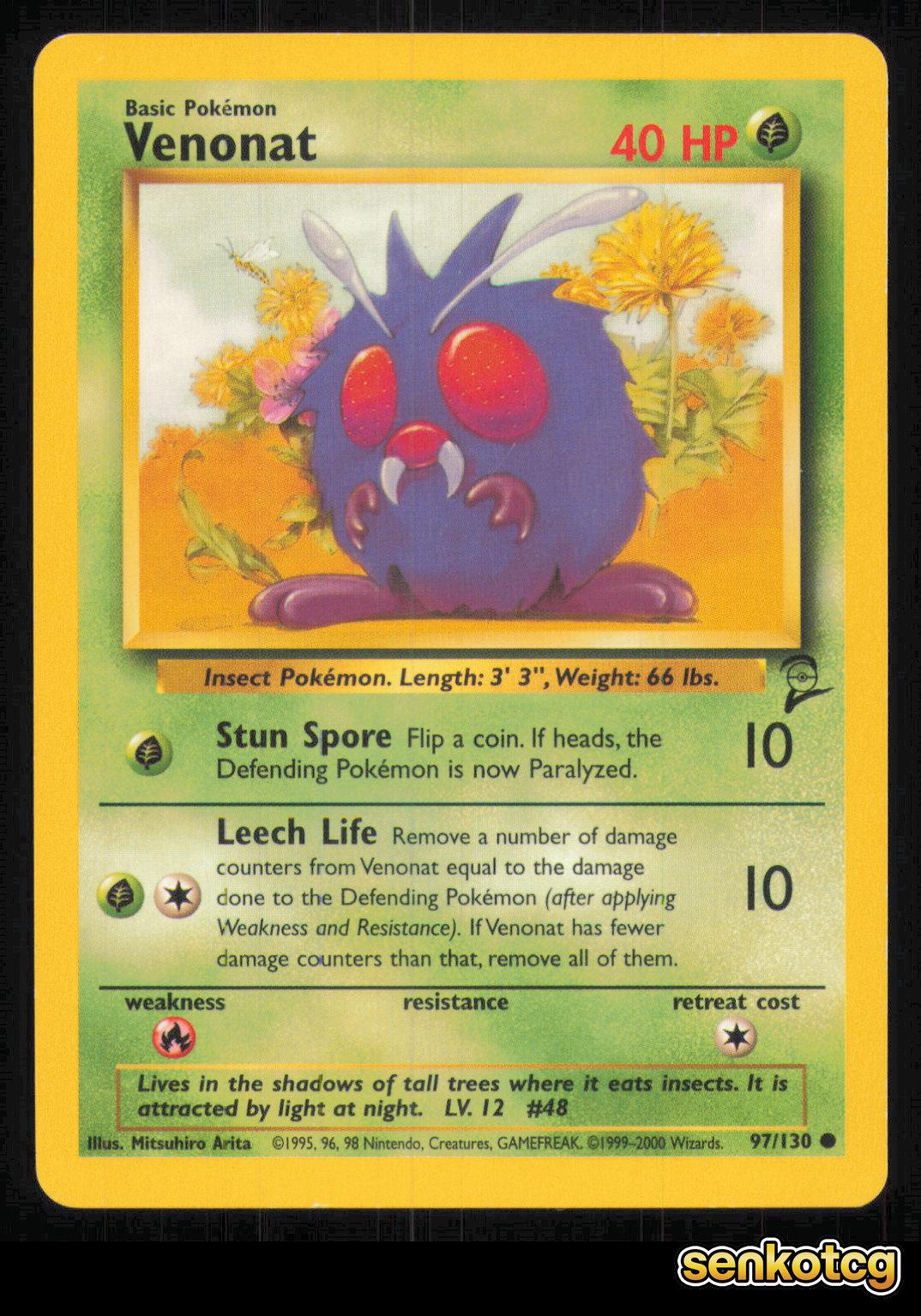 🎴 Venonat 97/130 Base Set 2 LP 🎨 Arita
