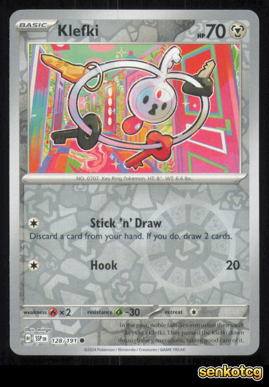 🎴 Klefki 128/191 Reverse Holo Surging Sparks NM 🎨 mingo