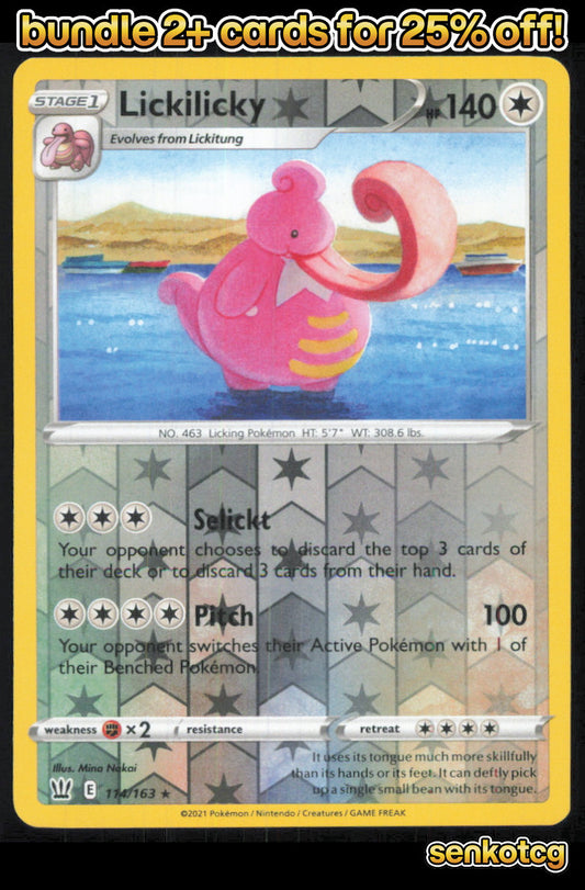 🎴 Lickilicky 114/163 Rare Reverse Holo Battle Styles NM