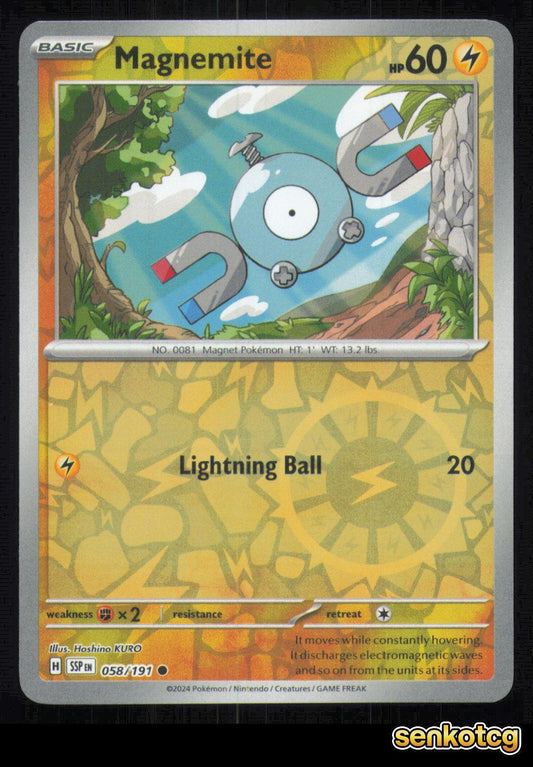 🎴 Magnemite 058/191 Reverse Holo Surging Sparks NM 🎨 KURO