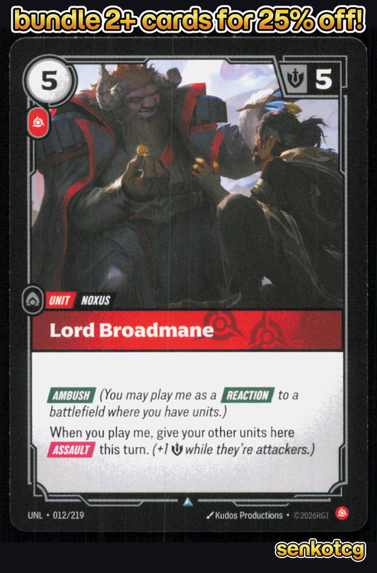 🎴 Lord Broadmane 012/219 Uncommon Unleashed NM