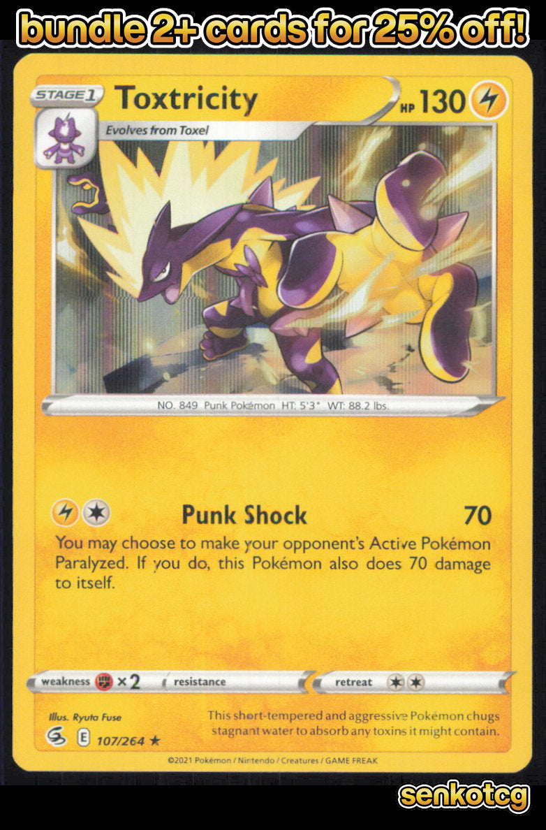 🎴 Toxtricity 107/264 Rare Holo Fusion Strike NM