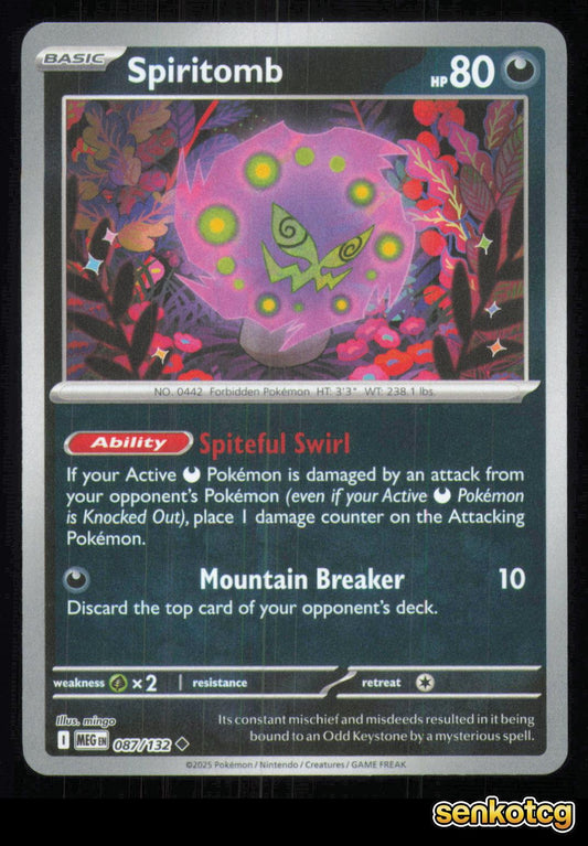 🎴 Spiritomb 087/132 Uncommon Reverse Holo Mega Evolution NM