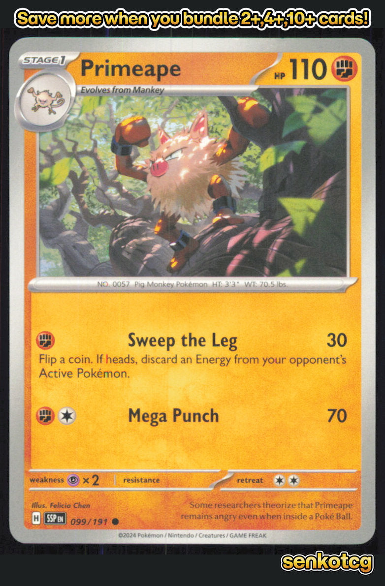 🎴 Primeape 099/191 Common Surging Sparks NM 🎨 Chen