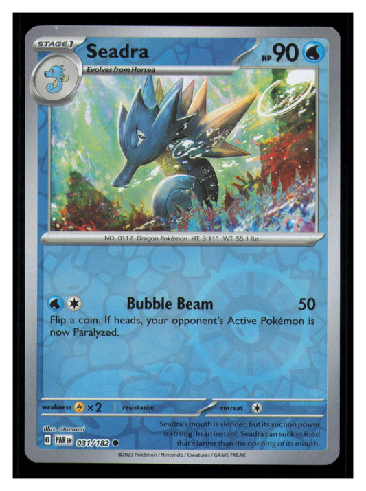 🎴 Seadra 031/182 Reverse Holo Paradox Rift Pokemon NM