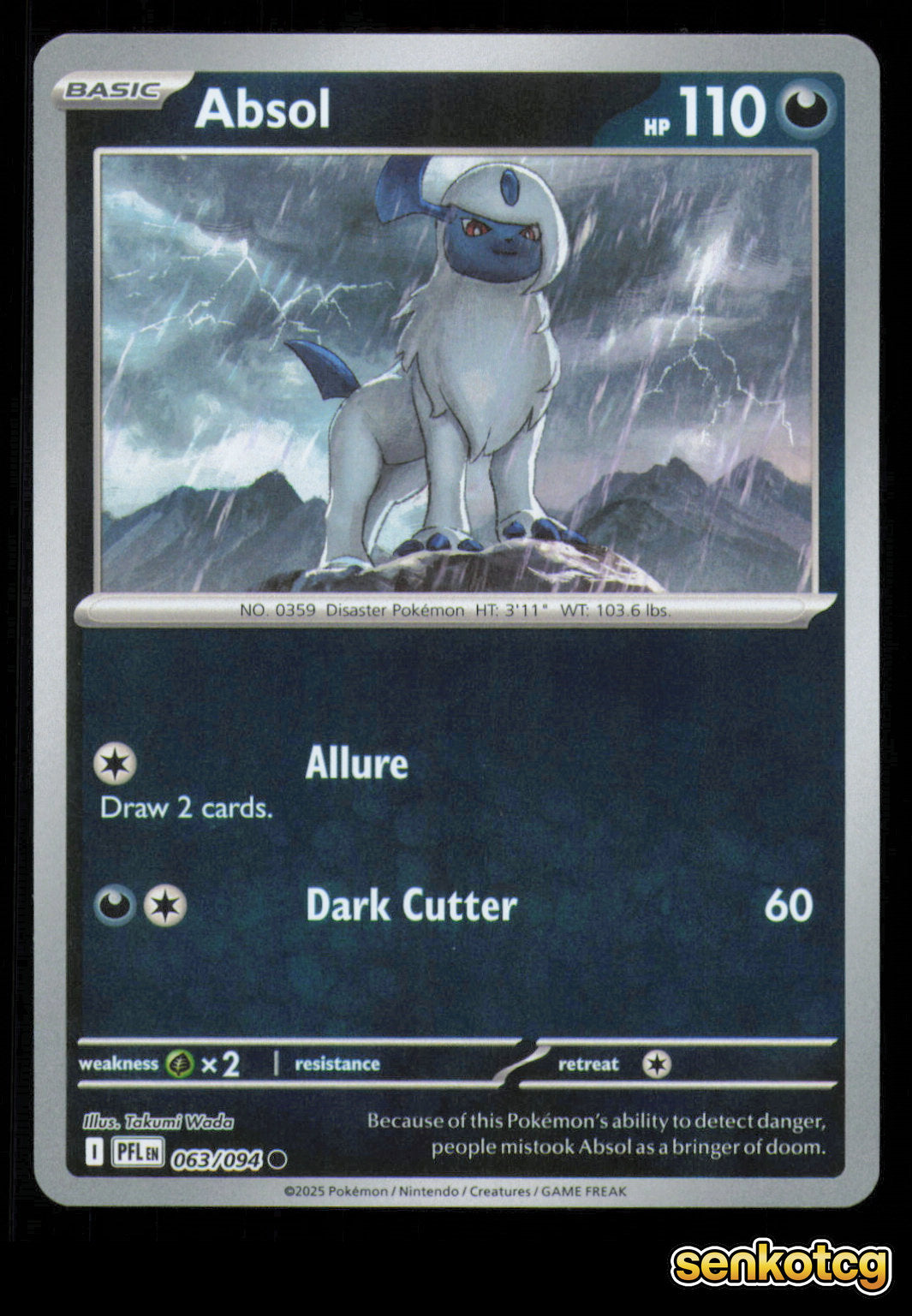 🎴 Absol 063/094 Reverse Holo Phantasmal Flames NM 🎨 Wada