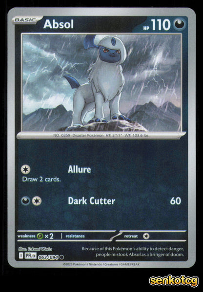 🎴 Absol 063/094 Reverse Holo Phantasmal Flames NM 🎨 Wada