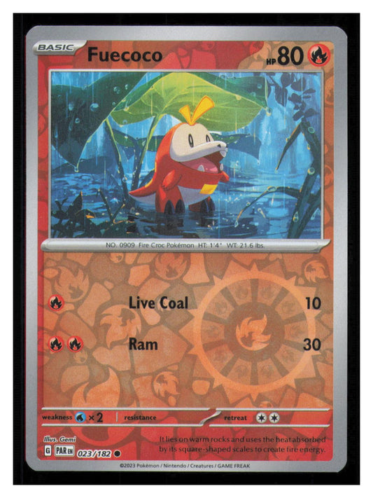 🎴 Fuecoco 023/182 Reverse Holo Paradox Rift Pokemon NM