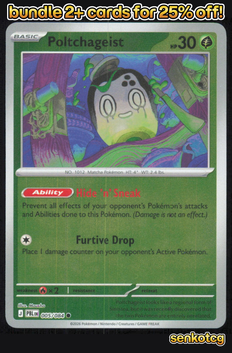 🎴 Poltchageist 005/084 Common Reverse Holo Pitch Black NM 🎨 Mousho