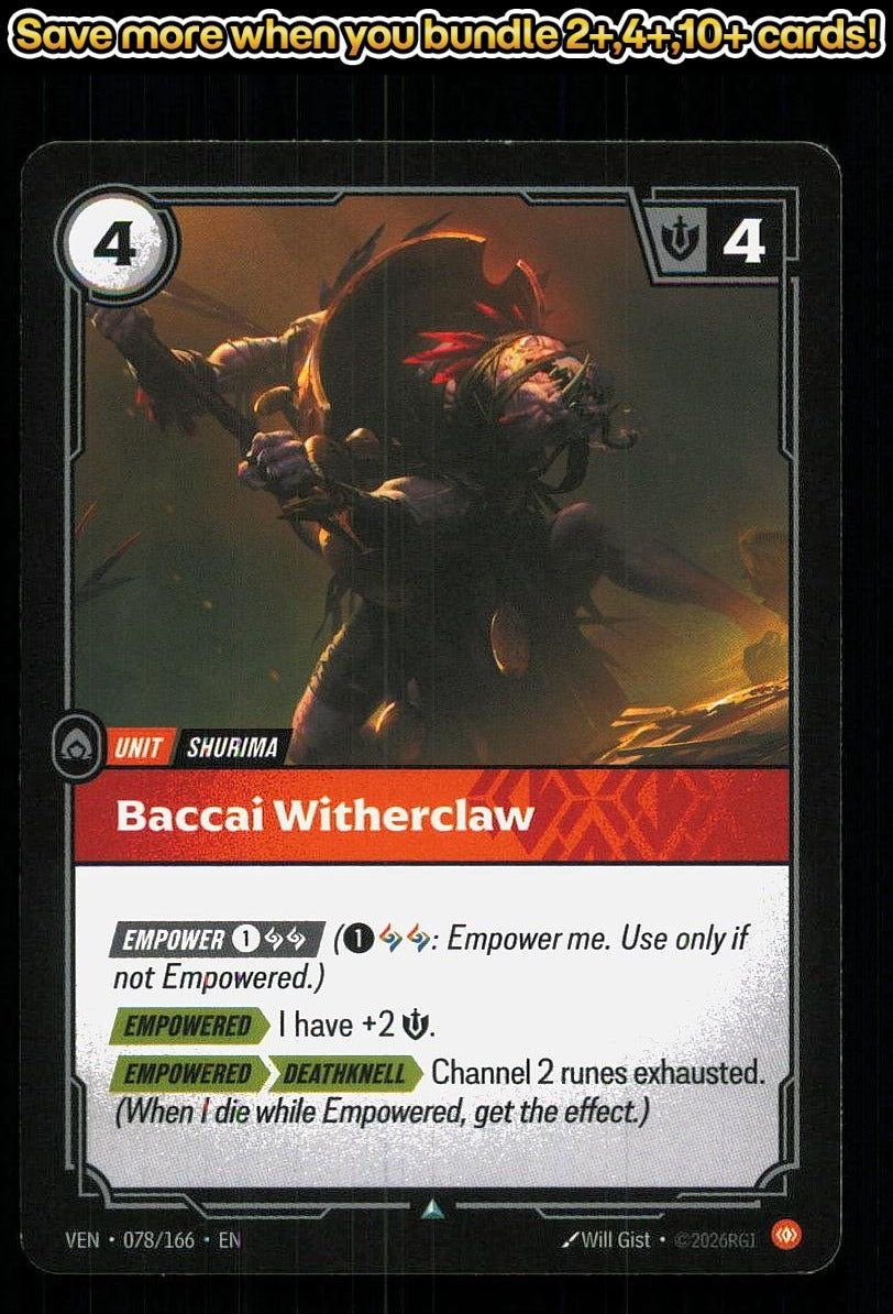 🎴 Baccai Witherclaw 078/166 Uncommon Vendetta NM 🎨 Gist