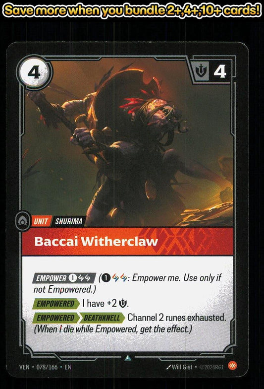 🎴 Baccai Witherclaw 078/166 Uncommon Vendetta NM 🎨 Gist