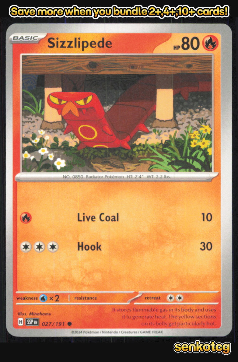 🎴 Sizzlipede 027/191 Common Surging Sparks NM 🎨 Minahamu