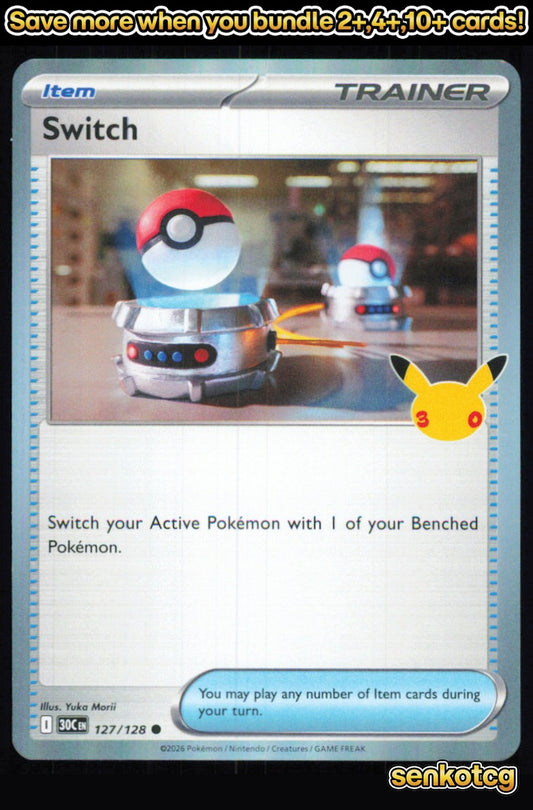 🎴 Switch 127/128 Common Holo ME: 30th Celebration NM 🎨 Morii