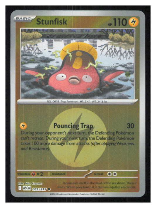 🎴 Stunfisk (Energy Symbol Pattern) 062/217 Reverse Holo Ascended Heroes NM