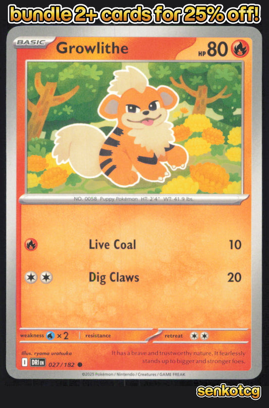 🎴 Growlithe 027/182 Common Destined Rivals NM