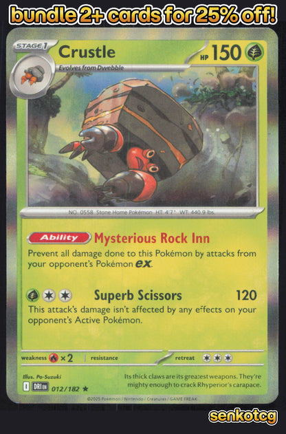 🎴 Crustle 012/182 Rare Holo Destined Rivals NM