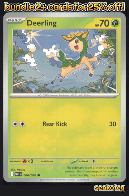🎴 Deerling 006/086 Common White Flare NM