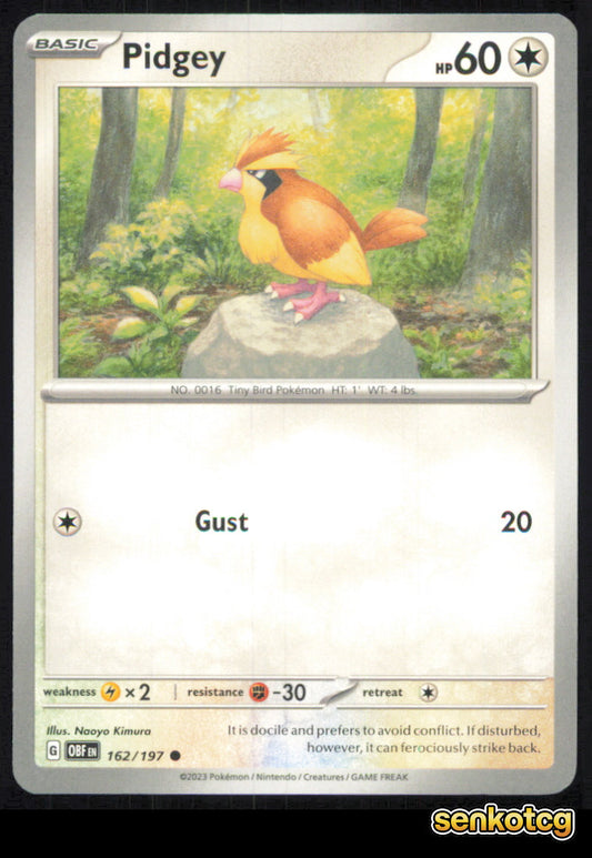 🎴 Pidgey 162/197 Common Obsidian Flames NM
