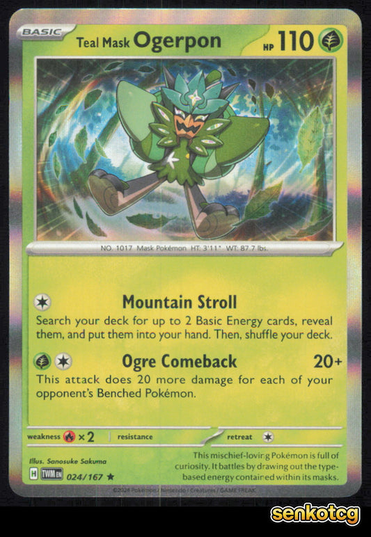 🎴 Teal Mask Ogerpon 024/167 Rare Twilight Masquerade NM