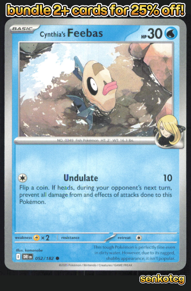 🎴 Cynthia's Feebas 052/182 Common Destined Rivals NM