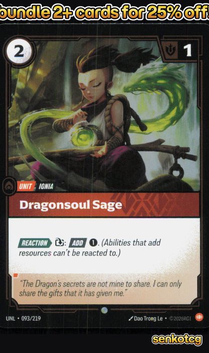 🎴 Dragonsoul Sage 093/219 Common Foil Unleashed NM
