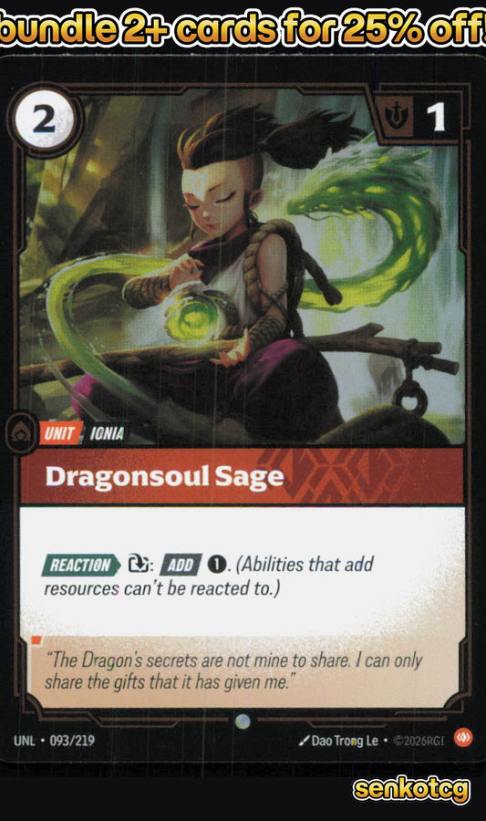 🎴 Dragonsoul Sage 093/219 Common Foil Unleashed NM