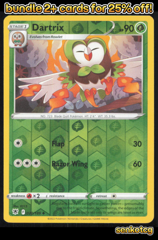 🎴 Dartrix 020/189 Uncommon Reverse Holo Astral Radiance NM