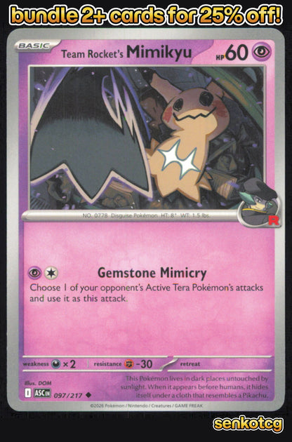🎴 Team Rocket's Mimikyu 097/217 Uncommon Ascended Heroes NM 🎨
