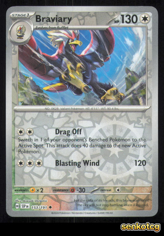 🎴 Braviary 153/191 Reverse Holo Surging Sparks NM 🎨 Dynamic