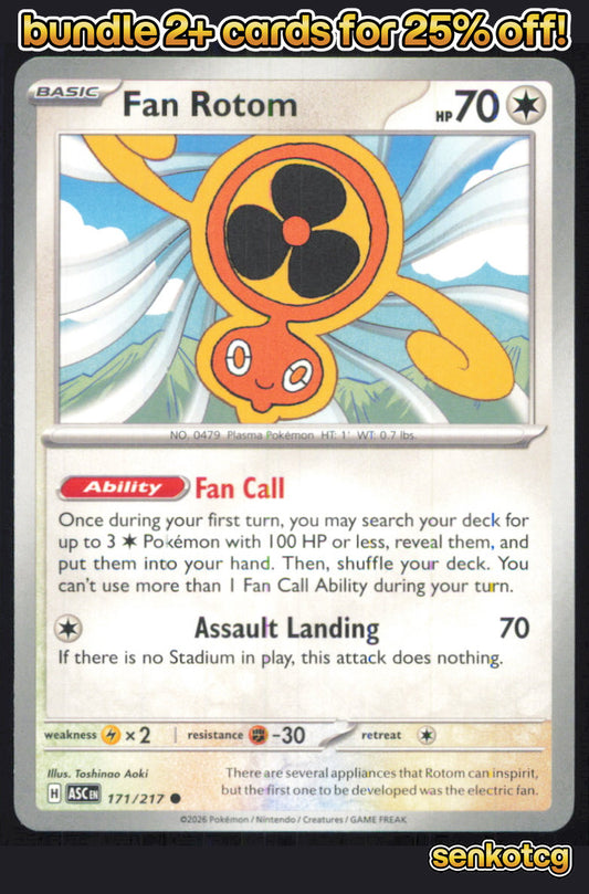 🎴 Fan Rotom 171/217 Common Ascended Heroes NM