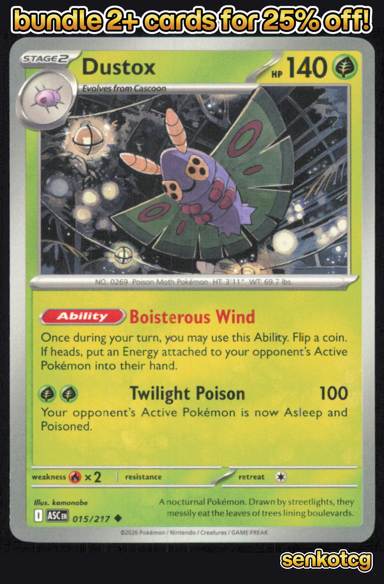 🎴 Dustox 015/217 Uncommon Ascended Heroes NM 🎨