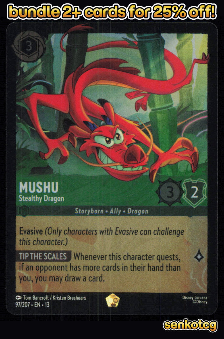 🎴 Mushu - Stealthy Dragon 97/204 Legendary Cold Foil Attack of the Vine! NM