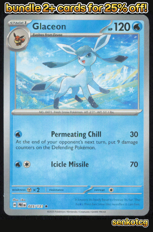 🎴 Glaceon (Master Ball Pattern) 025/131 Holo Prismatic Evolutions NM 🎨 rika