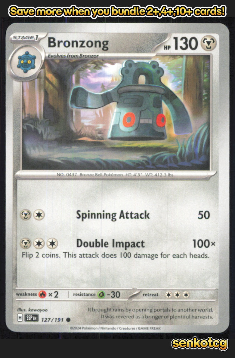🎴 Bronzong 127/191 Common Surging Sparks NM 🎨 kawayoo