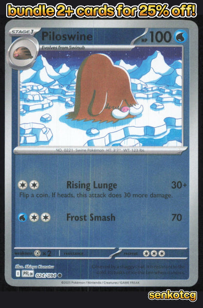 🎴 Piloswine 024/094 Common Reverse Holo Phantasmal Flames NM