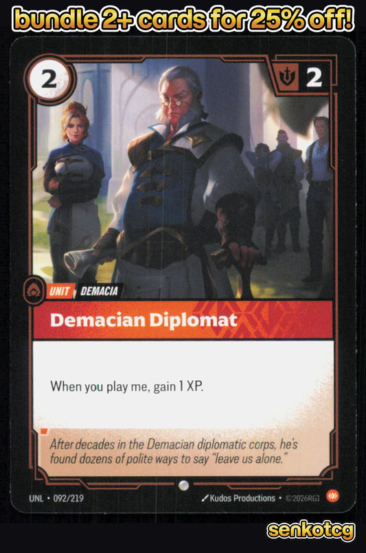 🎴 Demacian Diplomat 092/219 Common Unleashed NM