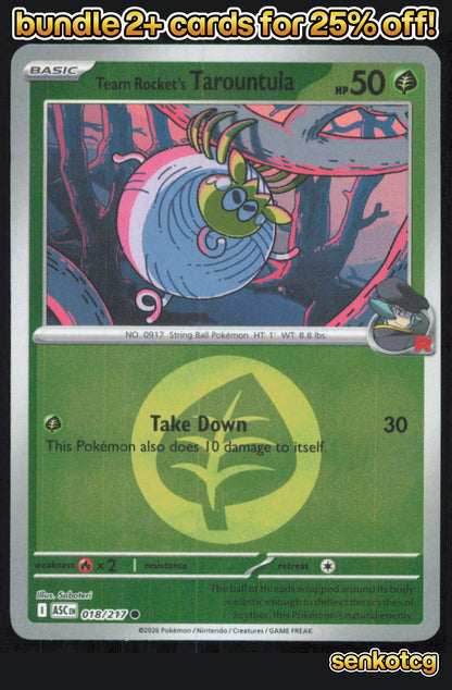 🎴 Team Rocket's Tarountula (Energy Symbol Pattern) 018/217 Ascended Heroes NM