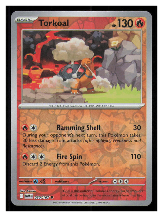 🎴 Torkoal 030/167 Reverse Holo Twilight Masquerade NM 🎨 Teeziro