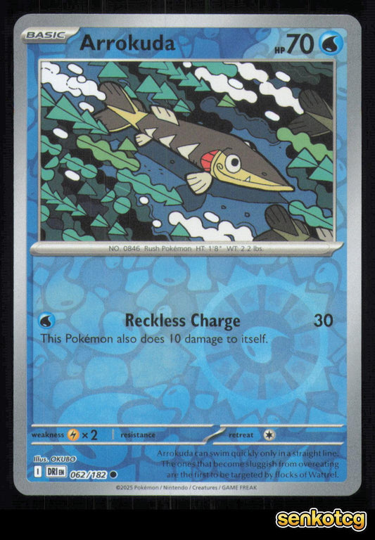 🎴 Arrokuda 062/182 Reverse Holo Destined Rivals NM 🎨 OKUBO